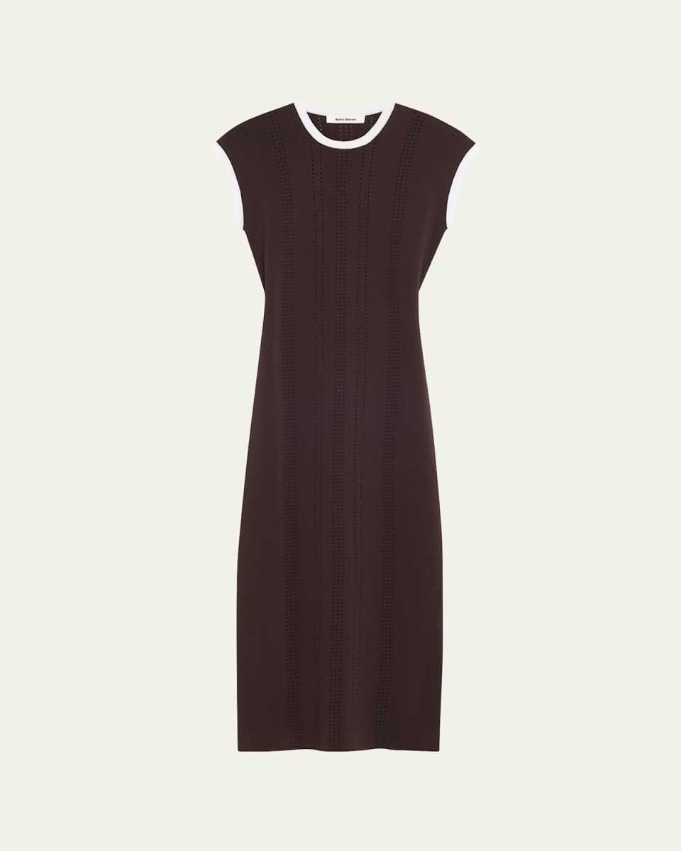 Rhyme Belted Pointelle Knit Midi Dress